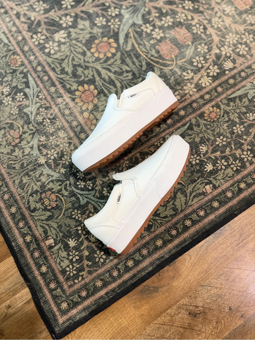 Vans White Platform Slip-On with Gum Outsole